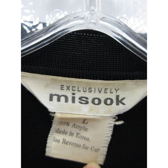 VINTAGE Misook Sweater Large Open Cardigan Pockets Shoulder Pads - Picture 9 of 11